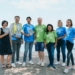 Gemeinsames Zeichen gegen Partnergewalt, v.l.n.r. Eveline Mairer, Mathias Schabegger, Michael Felder, Johannes Rauch, Sandra Schoch, Julia Berchtold, Nikola Furtenbach (© Dario Fink)