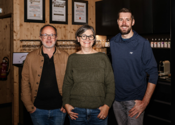 Andreas Schwarzmann, Vorarlberg Tourismus mit GVA-Mentorin Karin Guldenschuh und Bergpartner Lukas Kühlechner. Fotos: © Michael Nussbaumer