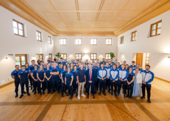 Empfang der Delegation zu den Kleinstaatenspielen in Andorra mit Regierungsrat/Sportminister Hubert Büchel, am 13.08.2025 in der Hofkellerei in Vaduz. Bild: Julian Konrad 2025