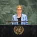 Regierungschefin-Stellvertreterin Sabine Monauni bei ihrer Ansprache vor der UNO-Generalversammlung. Bildrechte: UNO