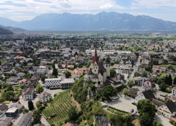 Rankweils Ortszentrum von oben © Bernd Oswald/Marktgemeinde Rankweil