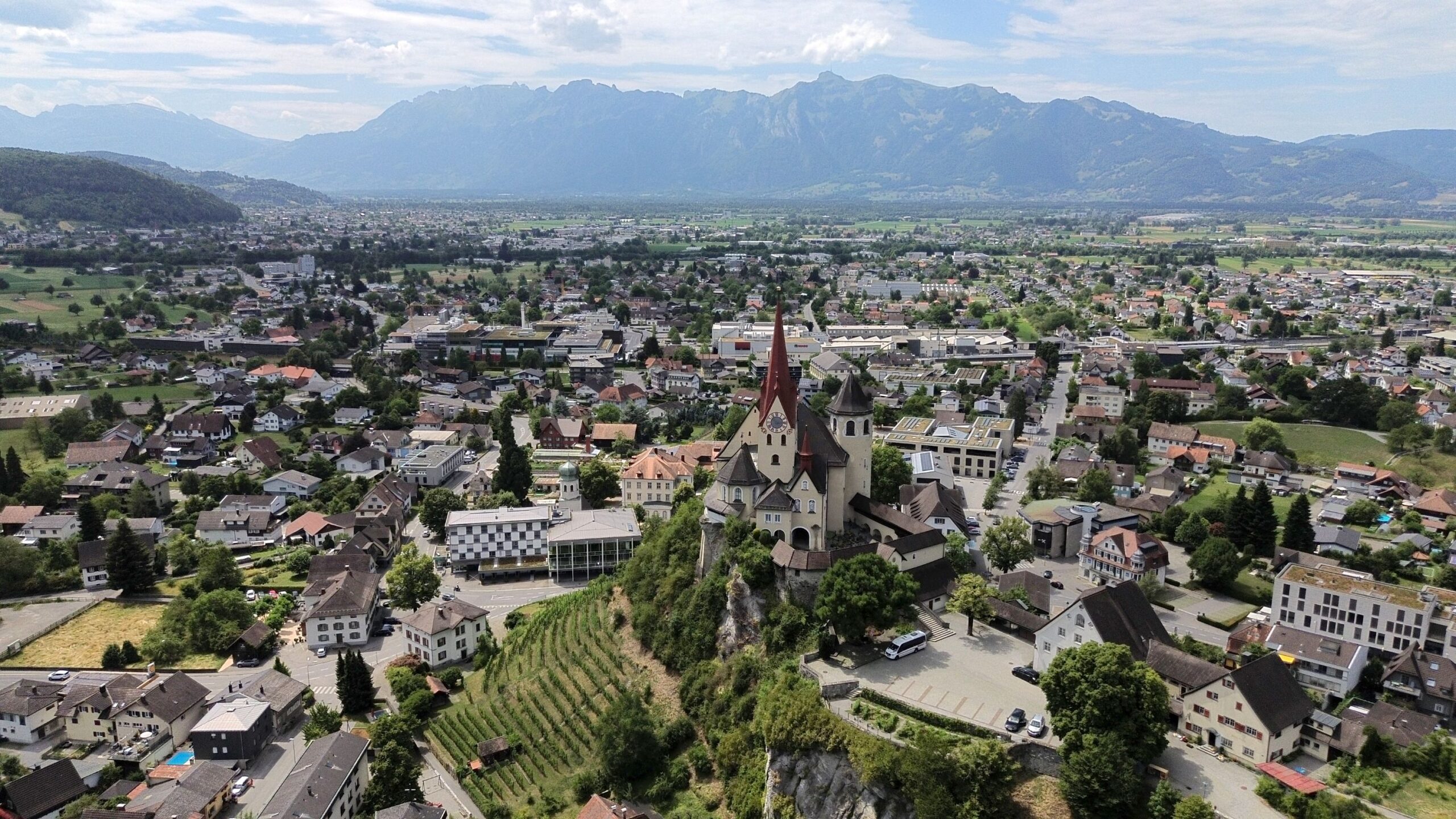 Rankweils Ortszentrum von oben © Bernd Oswald/Marktgemeinde Rankweil