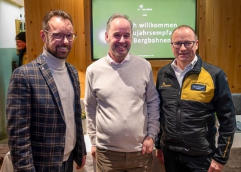 .l.n.r. Mag. Christoph Pfefferkorn (Aufsichtsratsvorsitzender Lech Bergbahnen AG), Norbert Pratt (CEO TITLIS Bergbahnen) und Klaus Nussbaumer (Vorstand Lech Bergbahnen AG) ©Dietmar Hurnaus
