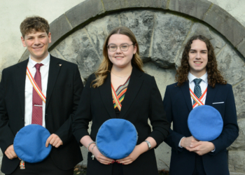 CLF-Chargen SS 2026 - Der neugewählte Clunia-Vorstand (vlnr: Luca Schöch, Marie Hammerer, Kevin Rusch); Fotonachweis: KMV Clunia/Öller