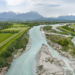 Hochwasserschutzprojekt Rhesi: Visualisierung des Rheins im Bereich der Frutzmündung, Blickrichtung Süden.
Copyright: Hydra/IRR,