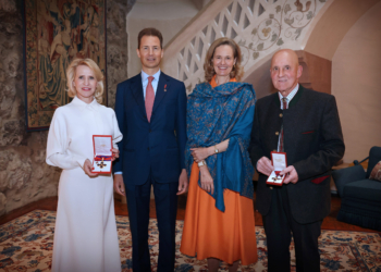 Aurelia Frick, S.D. Erbprinz Alois und I.K.H. Erbprinzessin Sophie von und zu Liechtenstein, Daniel Beck. Bilder: IKR/Roland Korner