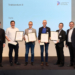 LIHK-Geschäftsführer Maximilian Rüdisser; Christian Frei, Umicore Thin Film Products AG; Erich Trinkler, FMA Mechatronic Solutions AG; Matthias Hübner, Optics Balzers AG; Thomas Hupp; NTi Audio AG; LIHK-Präsident Klaus Risch. Foto: Michael Zanghellini