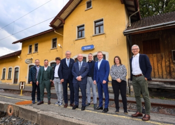Trilaterale Regierungs-Kommission zur Verbesserung des grenzüberschreitenden öffentlichen Verkehrs am 21. Mai in Nendeln. (Quelle. IKR/Eddy Risch)