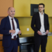 Regierungsrat Hubert Büchel und Jonas Hasler, Leiter der Stabsstelle für staatliche Liegenschaften in der Kollektivunterkunft. (Quelle: IKR/Michael Zanghellini)
