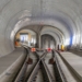 Für den Pfaffensteigtunnel ist der Anschlussstutzen (rechts) im Flughafen-Fernbahnhof bereits gebaut, auch die Weichenverbindung und die ersten Meter Gleis liegen schon. Bildquelle: DB PSU