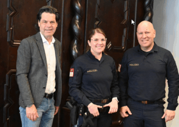Bürgermeister Manfred Rädler, Sabine Walser und Stadtpolizei-Kommandant Arno Vögel (v.l.) (Foto: Stadt Feldkirch)