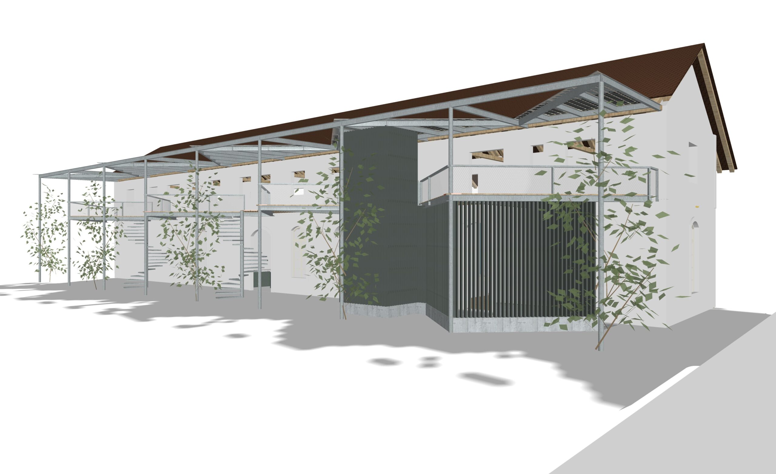 Kulturbrauerei Schaan, Visualisierung neuer Laubengang auf der Rückseite. Bild: Amt für Kultur
