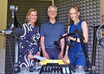 Die Podcasterinnen vom Vorarlberger Kinderdorf mit Harald Geiger. Foto: Kinderdorf