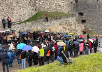 Demo beim Schloss in Vaduz. Foto: Landespolizei